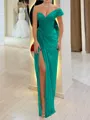 Stunning Sheath One-Shoulder Pleated Floor-Length Chiffon Corset Prom Dress