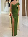 Stunning Sheath One-Shoulder Pleated Floor-Length Chiffon Corset Prom Dress