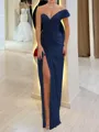 Stunning Sheath One-Shoulder Pleated Floor-Length Chiffon Corset Prom Dress