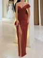 Stunning Sheath One-Shoulder Pleated Floor-Length Chiffon Corset Prom Dress