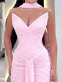 Grand Sheath V-Neck Ruffles Sweep Train 30D Chiffon Corset Prom Dress