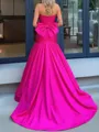 Aristocratic Trumpet Straight Bow Sweep Train Taffeta Corset Prom Dress