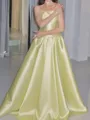 Perfect A-line Straight Ruffles Floor-Length Satin Corset Prom Dress