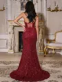 Stunning Sheath Halter Sequin Sweep Train Sequins Prom Dress