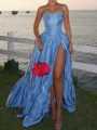 Gorgeous A-line Straight Ruffles Floor-Length Taffeta Corset Prom Dress