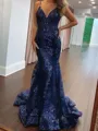 Mesmerizing Mermaid Spaghetti Straps Sweep Train Tulle Corset Prom Dress