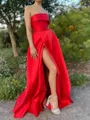 Magnificent A-line Straight Ruffles Floor-Length Satin Corset Prom Dress