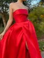 Magnificent A-line Straight Ruffles Floor-Length Satin Corset Prom Dress