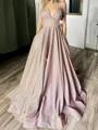 Glamorous A-line Spaghetti Straps Ruffles Floor-Length Prom Dress