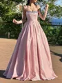 Glamorous A-line Sweetheart Ruffles Floor-Length Corset Prom Dress