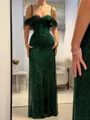 Breathtaking Sheath Cold Shoulder Pleated Floor-Length Corset Prom Dress