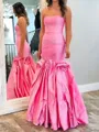Fitted Mermaid Straight Flower Floor-Length Taffeta Corset Prom Dress