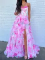 Perfect A-line Sweetheart Cascading Ruffles Sweep Train Corset Prom Dress