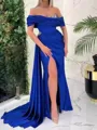 Refined Sheath Off-the-Shoulder Sash/Ribbon/Belt Floor-Length Silk Like Satin Corset Prom Dress