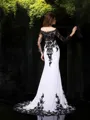 Sheath/Column Scoop Chic Long Sleeves Sweep Train Chiffon Evening Dress With Lace