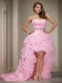 A-line Chic Sweetheart Sleeveless Asymmetrical Organza Evening Dress With Beading