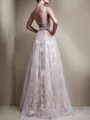 A-line V-Neck Sleeveless Floor-Length Stunning Tulle Evening Dress With Beading