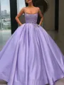 Ball-Gown Fairy-tale Spaghetti Straps Sleeveless Floor-Length Satin Corset Evening Dress With Applique