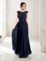 A-line Scoop Elegant Sleeveless Floor-Length Chiffon Evening Dress With Beading