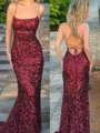 Trumpet/Mermaid Spaghetti Straps Sleeveless Sweep Train Scintillating Evening Dress