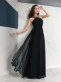 A-line Halter Exquisite Sleeveless Floor-Length Chiffon Evening Dress With Beading