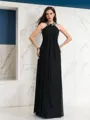 A-line Halter Exquisite Sleeveless Floor-Length Chiffon Evening Dress With Beading