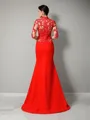 Trumpet/Mermaid High Neck Long Sleeves Sweep Train Fitted Chiffon Evening Dress With Applique