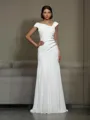 Trumpet/Mermaid Sleeveless Sweep Train Chiffon Dramatic Evening Dress With Beading