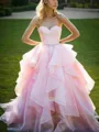 Ball-Gown Sweetheart Sleeveless Floor-Length Whimsical Organza Evening Dress With Beading
