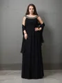 A-line Subtle Scoop Sleeveless Floor-Length Chiffon Evening Dress With Rhinestone