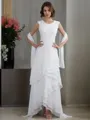 Sheath/Column Bateau Sleeveless Asymmetrical Exquisite Chiffon Evening Dress With Lace