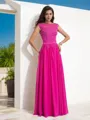 A-line Sheer Neck Sleeveless Floor-Length Chiffon Balanced Evening Dress With Lace