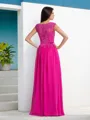 A-line Sheer Neck Sleeveless Floor-Length Chiffon Balanced Evening Dress With Lace