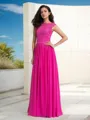 A-line Sheer Neck Sleeveless Floor-Length Chiffon Balanced Evening Dress With Lace