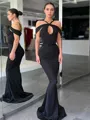 Trumpet/Mermaid Off-the-Shoulder Show-stopping Sleeveless Sweep Train Stretch Crepe Evening Dress