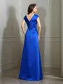 A-line V-Neck Sleeveless Floor-Length Glam Satin Evening Dress