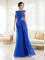 A-line Bateau Sleeveless Floor-Length Chiffon Charming Evening Dress With Applique