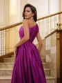 A-line One-Shoulder Sophisticated Sleeveless Floor-Length Satin Evening Dresses