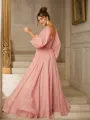 A-line V-Neck Glam Long Sleeves Floor-Length 30D Chiffon Evening Dresses