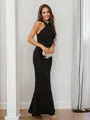 Sheath/Column Halter Polished Sleeveless Floor-Length Stretch Crepe Evening Dresses