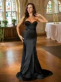 Sheath/Column Sweetheart Timeless Sleeveless Sweep Train Satin Evening Dresses