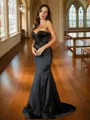 Sheath/Column Sweetheart Timeless Sleeveless Sweep Train Satin Evening Dresses