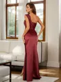 Form-fitting Sheath/Column One-Shoulder Sleeveless Floor-Length Silk like Satin Evening Dresses