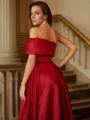 A-line One-Shoulder Sleeveless Subtle Sweep Train Satin Evening Dresses