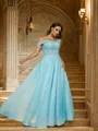 A-line Scoop Delicate Sleeveless Floor-Length Organza Evening Dresses