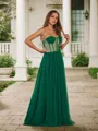 A-line Sweetheart Fashion Sleeveless Floor-Length Tulle Evening Dresses
