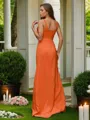 Sheath/Column V-Neck Streamlined Sleeveless Sweep Train Silk like Satin Evening Dresses