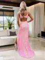 Exquisite Sheath/Column V-neck Sweep Train Evening Dress With Slit