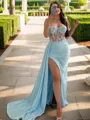 Sheath/Column Stunning Sweetheart Court Train Jersey Corset Evening Dress With Slit