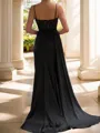 Sheath/Column Splendid Spaghetti Straps Sweep Train Silk Like Satin Corset Evening Dress With Slit